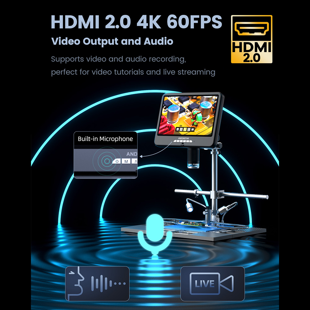 Andonstar 4K 60FPS HDMI مجهر ر - مراجعة Electronics Repair Plus وسعره