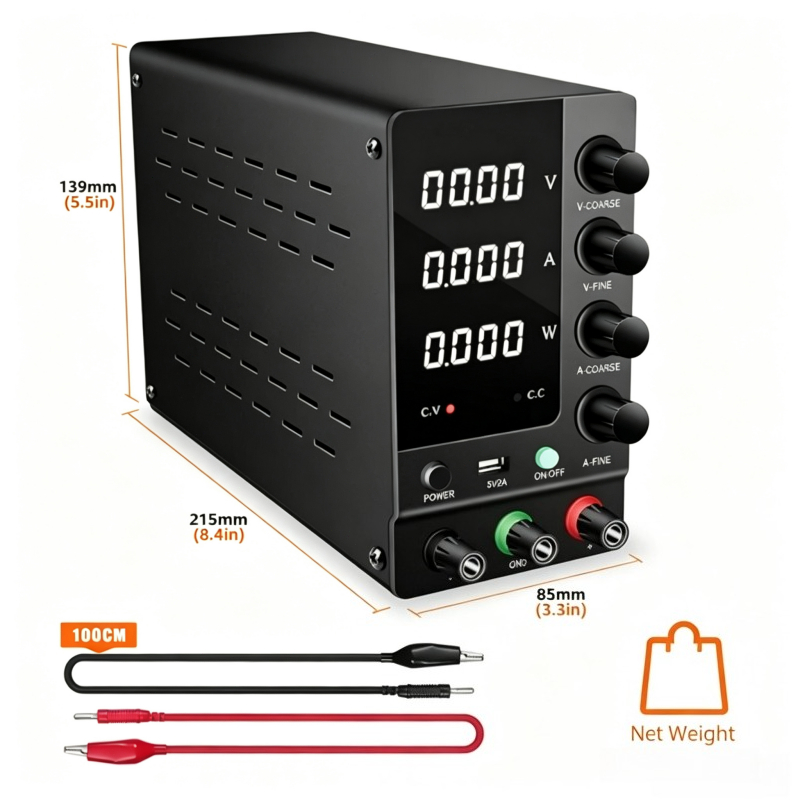 مصدر طاقة تيار مستمر متغير قاب - مراجعة Electronics Repair Bench وسعره