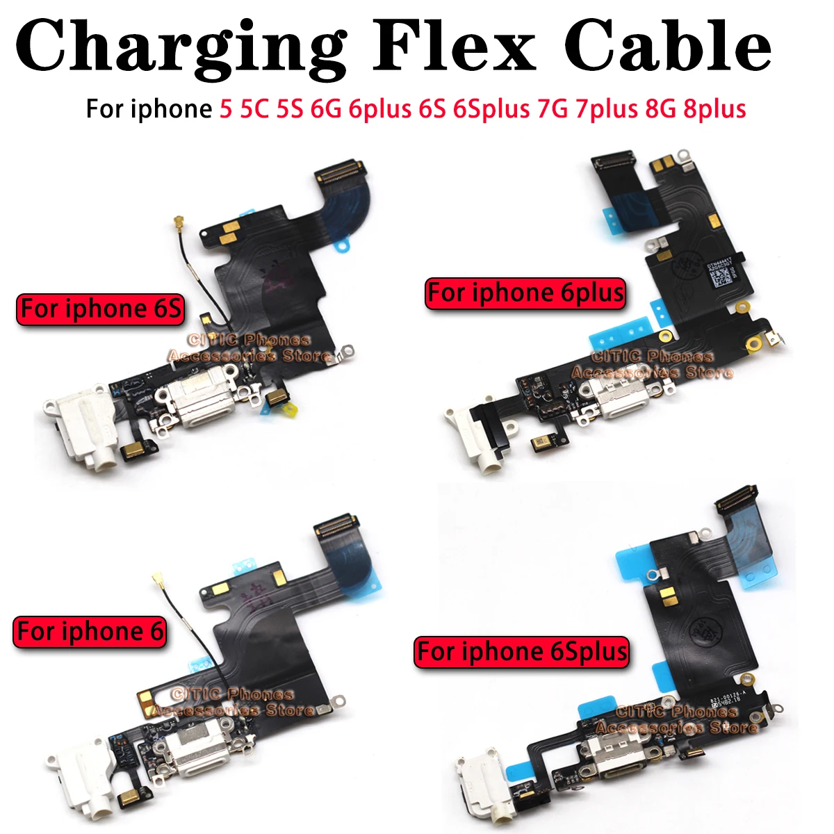 5 قطعة آيفون 6 6S 7 8 زائد 5 S - مراجعة Charging Port Flex وسعره